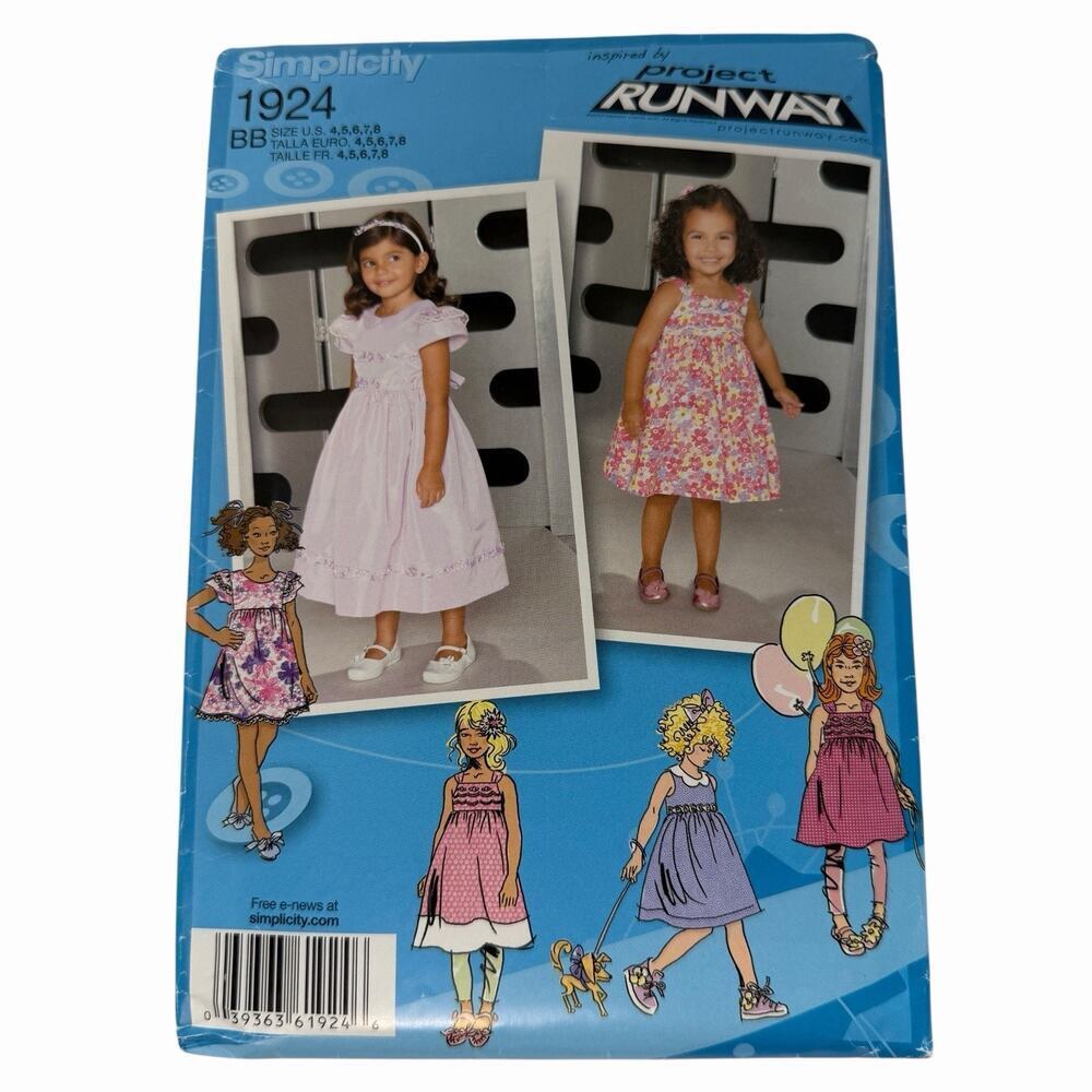 Simplicity 1924 Project Runway Girls Dresses Sewing Pattern Size BB 4-8 UNCUT